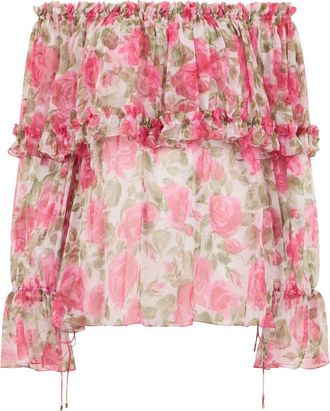 Chlo&eacute; Zijden Bloemen Blouse - Dames - Blouses - Roze - M - Leer - Overhemden