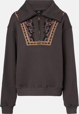 Etro Printed cotton half-zip sweatshirt
