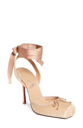 Christian Louboutin Cassia Lace-Up Slingback Pump in Blush/Lin Blush at Nordstrom, Size 10.5Us