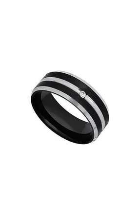 HMY Jewelry Mens Two-Tone Stainless Steel Band Ring in Black/Blue at Nordstrom Rack, Size 12