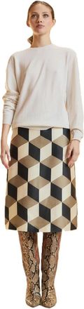 Cynthia Rowley Art Deco Zijde Wol Midi Rok - Dames - Midirokken - Veelkleurig - XS - Wol - Rokken
