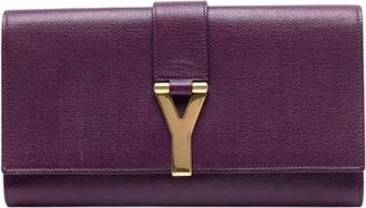 Saint Laurent Pre-owned Clutches, female, Purple, Size: ONE SIZE Pre-owned Chyc Ligne Clutch