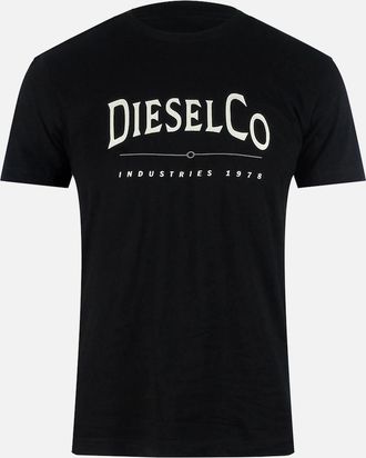 Diesel Mens Diesel Industries Logo Black T-Shirt - Size: 36