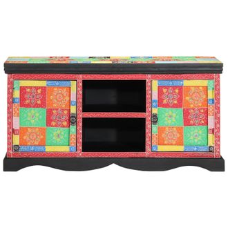 Berkfield Home TV Cabinet - Colorful, 100x35x50 cm, Made from Solid Mango Wood | Size: 100 x 35 x 50 cm