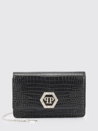 Philipp Plein Crocodile Print Leather Clutch