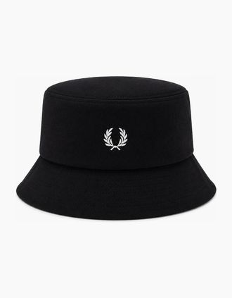 Fred Perry Mens Fred Perry Piqu&eacute; Bucket Hat Black/Snow White - Size: M