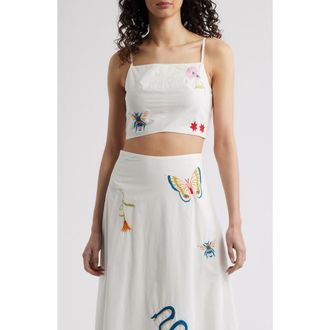 Cleobella Sage Embroidered Organic Cotton Crop Tank in Montecito Embroidery Motif at Nordstrom, Size X-Small