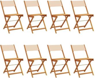 vidaXL Sillas De Jard&iacute;n Plegables 8 Uds Madera Maciza Y Tela Beige Vidaxl