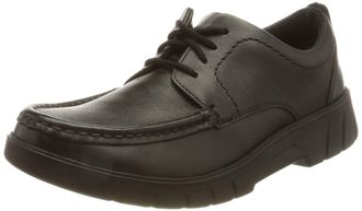Clarks Branch Lace Youth Leather Shoes In Black Wide Fit Size 3