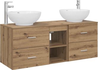 vidaXL Juego De Muebles De Ba&ntilde;o 3 Uds. Roble Artisan Vidaxl