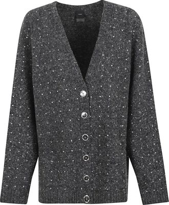 Pinko Dark Grey Knitted Cardigan With V-Neckline