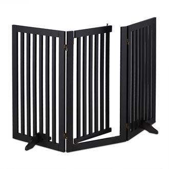 Relaxdays Relaxdays - Barrera Seguridad Perros, Valla Protectora Con Puerta, Para Escaleras, 92x154cm, Plegable, Sin Taladrar, Negro