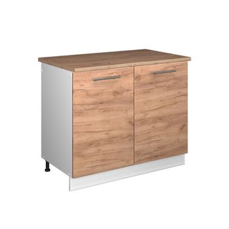 Vicco Mueble Bajo Para Fregadero Fame-line, Roble Dorado/blanco, 100 Cm, Et Roble, Vicco