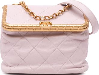 Chanel Pre-owned Womens Quilted Lambskin Crossbody - Lilac Leather - One Size