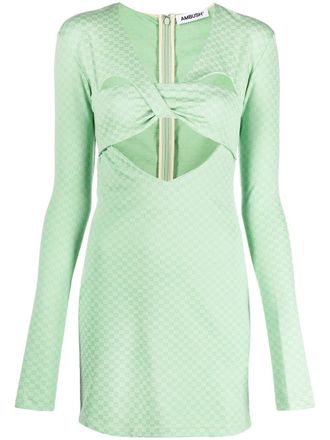 AMBUSH cut-out detail mini dress - women - Spandex/Elastane/Viscose - S - Green