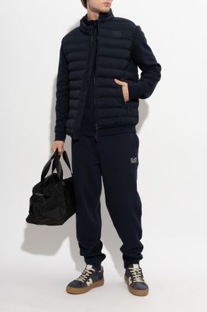 Emporio Armani Insulated Vest With Stand-up Collar, Mens, Navy Blue