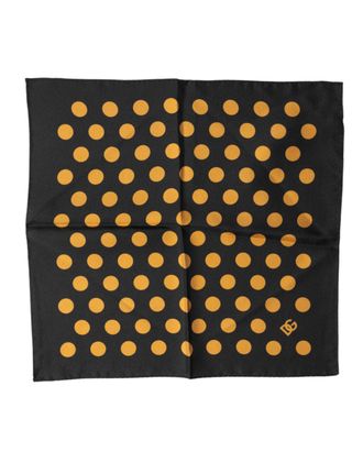 Dolce & Gabbana Black Polka Dot Square Handkerchief Mens Scarf