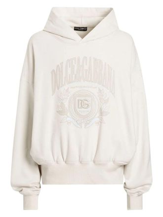 【送料&関税込】Dolce & Gabbana Beige Hoodie With Drawst Dolce & Gabbana RE-EDITION Cotton Hoodie with Raw-cut