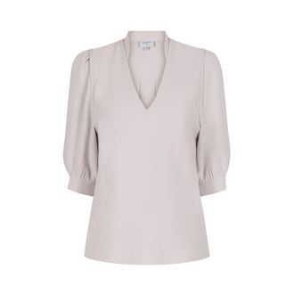 Dante6 Elegante V-hals Crepe Top - Dames - Blouses & Shirts - Beige - Maat: XS Leer