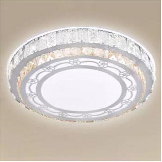 Trade Shop Trade Shop Traesio - Trade Shop - Plafoniera Soffitto 60w &oslash;50cm Led Tondo Strati Con Cristallal Luce Fredda 13675