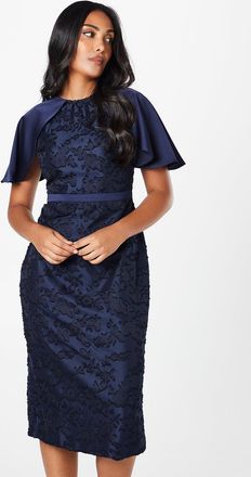 Wallis Womens Petite Floral Cap Sleeve Pencil Dress - Navy - Size 16 UK