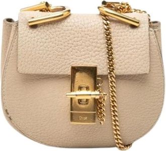 Chlo&eacute; Pre-owned Drew Mini Bag - Dames - Vintage Mini Tas - Beige - ONE Size - Leer - Vintage