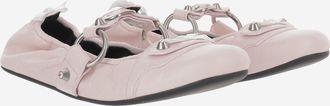 Balenciaga Womens City Flat Leather Ballerina Flats With Bows Pink Lambskin