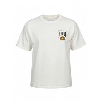 Rhude T-Shirts, male, White, Size: S Racing Crest T-Shirt