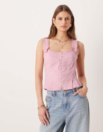 Free People Bridgette - Top a corsetto rosa