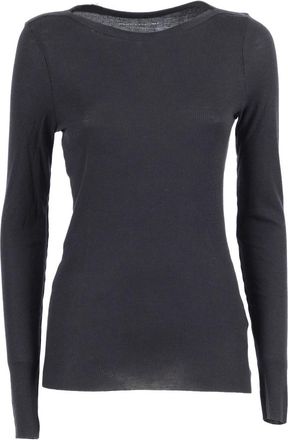 Majestic Filatures Boot-neck T-shirt met lange mouwen - Heren - Ronde hals truien - Zwart - S - Truien & Vesten