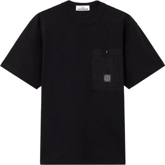 Stone Island T-Shirts, male, Black, S, S0115 Pocket T Shirt