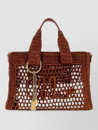 Chlo&eacute; raffia summer banana tote bag chain