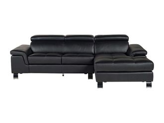 VENTE-UNIQUE.COM Sof&aacute; rinconera piel negro