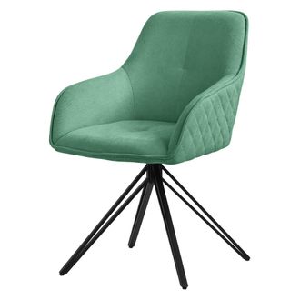 ML Design Ml-design Silla De Comedor Giratoria Con Respaldo Y Reposabrazos Asiento Verde De Tela Tejida Tapizado Con Patas De Metal Sill&oacute;n Dise&ntilde;o Ergon&oacute;mico Mod