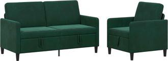 vidaXL Juego De Sof&aacute;s Con Almacenamiento 2 Uds. Verde Oscuro Poli&eacute;ster Vidaxl
