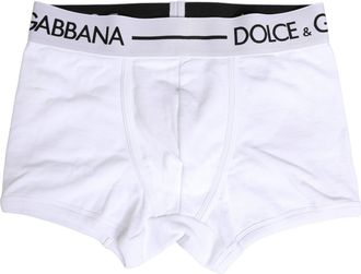 Dolce & Gabbana White Logo Waistband Regular Boxer Mens Underwear