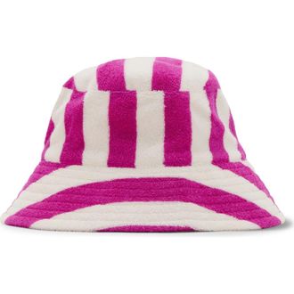 Mango Stripe Terry Cloth Bucket Hat in Fuchsia at Nordstrom