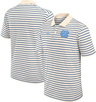 Jordan Brand Mens Jordan Brand Tan/Carolina Blue North Carolina Tar Heels Primary Logo Striped Dri-FIT Polo at Nordstrom, Size Xx-Large