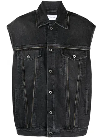 Gilet Sans Manches En Jean Pour Homme - Coupe Slim, Détail Revers Classique - Denim