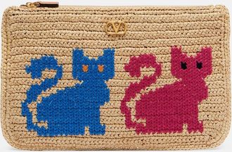 Valentino Garavani VLogo raffia pouch