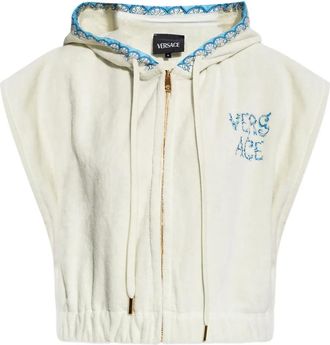 Versace Top crop con cappuccio - Bianco