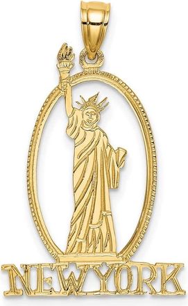 Diamond2Deal 14k Yellow Gold Cut-out NEW YORK Statue of Liberty Charm