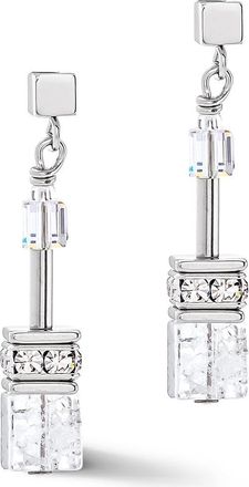 Coeur de Lion Geocube Iconic Nature Silver Earrings in White at Nordstrom