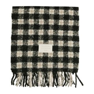 Acne Studios Winter Scarves, unisex, Green, Size: ONE SIZE Checked Logo Scarf