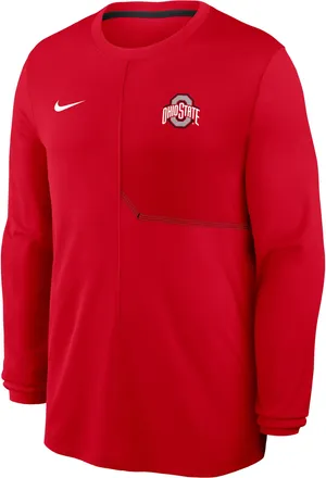 Nike Ohio State Sideline Coach Nike Mens Dri-FIT College Long-Sleeve Top in Red | 03B1064YOH-GQK