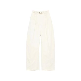Sportmax Sportmax, Wide Trousers, female, Beige, Size: S Pleated Wide-Leg Trousers