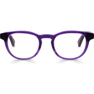 Eyebobs Clearly 46mm Round Reading Glasses in Electric Purple Crystal at Nordstrom, Size +1.25