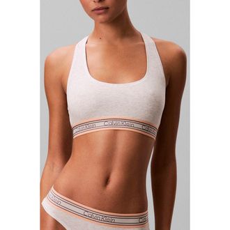 Calvin Klein Icon Cotton Blend Bralette in Snow Heather at Nordstrom, Size X-Large