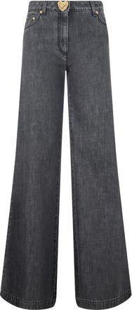 Moschino Wide Leg Jeans - Dames - Loose Fit Jeans - Grijs - S - Katoen - Jeans