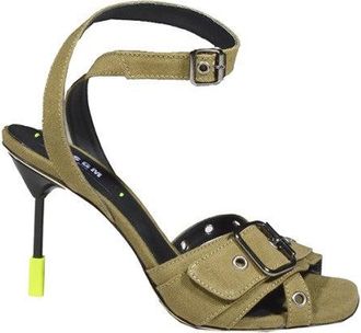 Msgm Iconic Heel Sandals Military Green With Buckle
